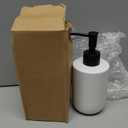 White Soap Dispenser with Matte Black Pump for Bathroom,Minimalist Modern Design Cylindrical Lotion Dispenser,12oz Ceramic Hand Dish Soap Dispenser,Refillable Liquid Dispenser for Kitchen (White)