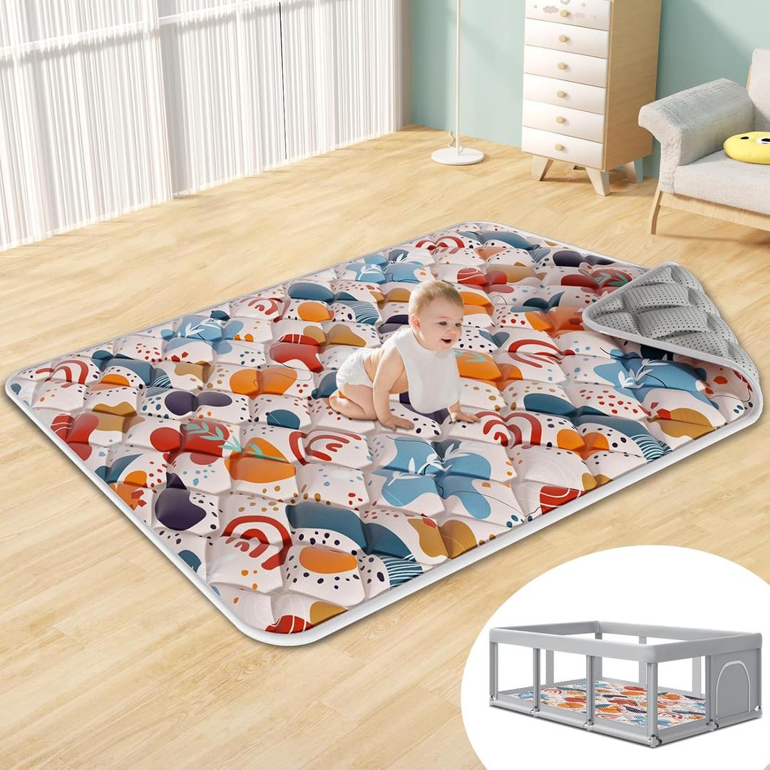 Fshibila 74" × 50“ Baby Play Mat for Playpen, Baby Playmat for Floor, Thick Ultra Soft Play Mat for Babies and Toddlers Infants Playing or Crawling, Grey