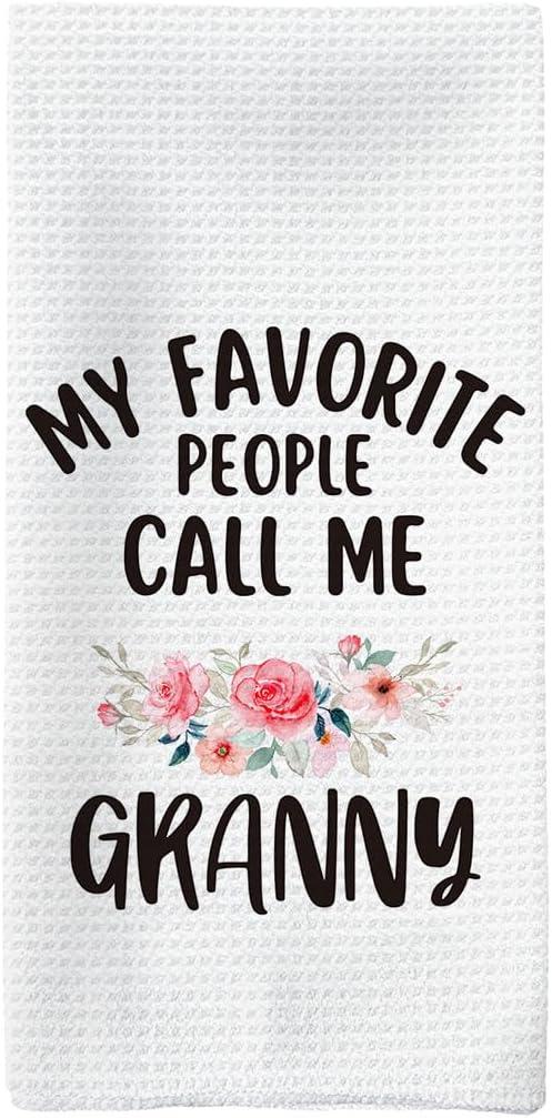 Granny Gifts Kitchen Towels, Grannie Mothers Day Hand Towels, My Favorite Call Me Granny Dish Towel Dishcloths Towel for Kitchen, Grandma Gift Kitchens Bathroom Decor, 16x24in