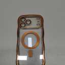 GVIEWIN for iPhone 17 Pro Max Case Compatible with MagSafe, Upgraded [Full Camera Protection][Cute Wave Frame][Military Grade Protection] Electroplated Hard Phone Cover for Women Girl, Clear/Orange