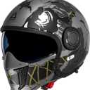 TRIANGLE Full Face Motorcycle Helmets,Off-Road Motocross Helmet for Men & Women,Dual Visor with Internal Tinted Sunshield,Open Face 3/4 Adult Racing Helmet DOT Approved(S)