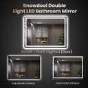 Snowdool 48"X36" LED Bathroom Mirror with Front Lights and Backlit, Anti-Fog, Dimmable, Shatter-Proof Tempered Glass, Lighted Bathroom Vanity Mirror for Wall with 3 Colors, Memory Function