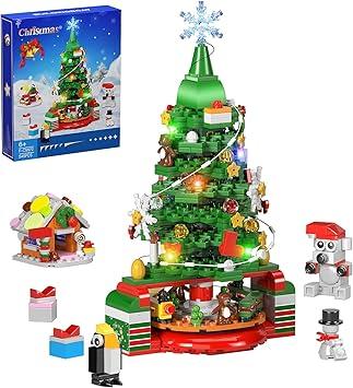 Christmas Tree Building Block Set, Eye Catching Christmas Tree Toy With Lights for Boys Girls Christmas Ornament Gifts, Display Build Christmas Tree Toy Tabletop Decoration, Upgraded (545 Pcs)
