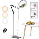 UTEBIT Ring Light with Stand Tripod for iPhone, 12" Overhead Camera Mount Phone Holder 73" Tall Adjustable Selfie Light with Phone Holder for Video Recording, Photography, Streaming, TikTok, YouTube