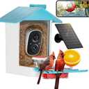 Bird Feeder with Camera 2K HD AI Smart Identify BirdSpecies Solar Panel Outdoors Birdhouse with Cam, Instant Arrival Alerts, Capture BirdVideo, Gifts for Mom Dad (Blue)