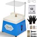 Stained Glass Grinder,4200r/min Mini DIY Grinding Tool, 110V 65W Portable Glass Grinder Kit with 5/8" + 1" Replaceable Diamond Grinder Bit for Glass Processing Arts Etc. (Blue)