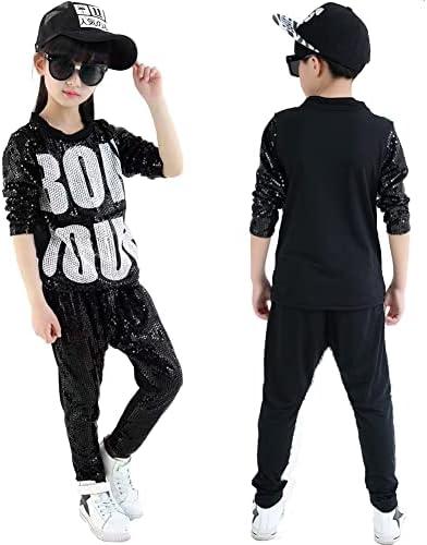 LOLANTA Kids Dance Costume Boys Girls Sequins Hip Hop Clothes 80s 90s Outfits Shiny Dress Up Dancewear 130