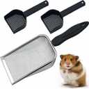 Hamster Metal Litter Scoop for Sandbath Box 3PCS Litter Box Mesh Scooper Accessories for Guinea Pig, Gerbil, Rebbits, Small Animals