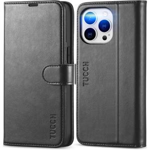 TUCCH Case Wallet for iPhone 13 Pro, RFID Blocking Card Holder Magnetic Stand PU Leather Folio Cover, Protective TPU Shockproof Inner Shell 6.1-inch 2021, Black