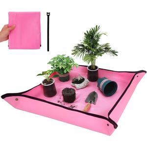 WORKPRO Repotting Mat for Indoor Plant Transplanting and Mess Control, 39.5" X 31.5" Thickened Waterproof Potting Mat, Square Planting Tray, Gardening Gifts for Plant Lovers (Pink)