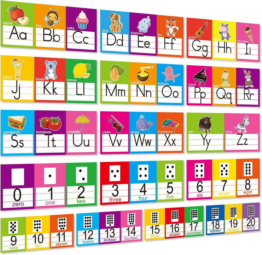OUNENO Alphabet Line Bulletin Board Set ABC Number 0-20 Wall Decorations for Pre-School Kindergarten Elementary Classroom Nursery Homeschool (14"L x 6"W)