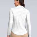 Women's Golf Shirts Lightweight UPF 50+ Long Sleeve Shirts UV Protection Quick Dry Cool Polo Shirts for Women Work Outdoor (Black Dot)