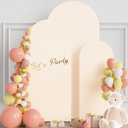 Wokceer Set of 3 Wedding Arch Cover Spandex Fitted Wedding Arch Stand Covers for Round Top Chiara Arch Backdrop Stands Cover for Birthday Party Ceremony Banquet Decoration 4ft,5ft,6ft Beige