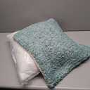 Creative Co-Op, Blue Woven Cotton Blend Boucl Pillow, Cream, Square