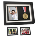 IHEIPYE Medal Display Shadow Box - 3 Medal Display Case - Perfect for Runners, Marathon, Race Winner, Soccer, Football, Gymnastics & All Sports (Black, A4)