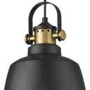 AUTELO Farmhouse Pendant Light, 1-Light Indoor Hanging Light Fixture for Kitchen Island Dining Room H3700-1 BK (Black & Gold)