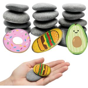 Reeplan 16PCS Rocks for Painting, 2-3 Inches Natural Smooth River Rocks for Painting, Flat Stones for Crafts and Decorations, Kindness Stones for DIY Arts(16)