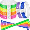 Jetec 48 Pieces Vinyl Plastic Wristband for Events Concerts Carnivals Nightclubs Disposable Wristband for Finger Sucking Prevention, Multi-Color(Vivid Style)