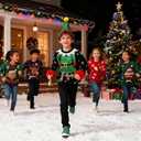 westwolf 5-14 Years Girl Sequin Ugly Christmas Knitted Sweaters for Kids (11-12 Years, F-green Black Red)