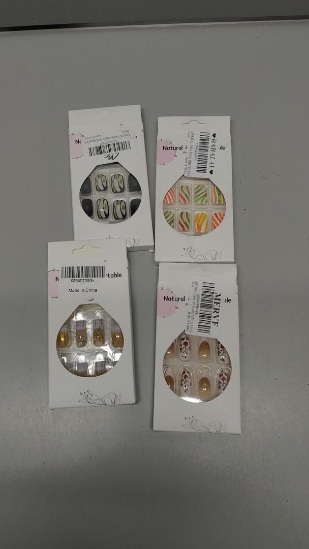 24 Pcs French Lattice Press on Nails Medium Square, ZIFANHU Summer Fake Nails Press ons Nail Tips Glue on Nails Full Cover Acrylic Nail Kit False Nail with Bow Rhinestones Design for Women 4 pack