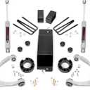 Rough Country 3.5" Lift Kit with Strut Spacers/N3 Rear Shocks for Chevy Silverado & GMC Sierra 1500 (2007-2016) - Silver Control Arms