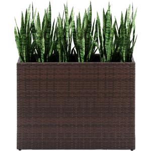 LEWIS&WAYNE Tall Planters for Outdoor Plants Handmade Wicker Large Rectangular Block Planter Box with Removable Liners Modern Planter for Indoor Outdoor Patio Deck - Brown, 32 X 11 X 24 Inches
