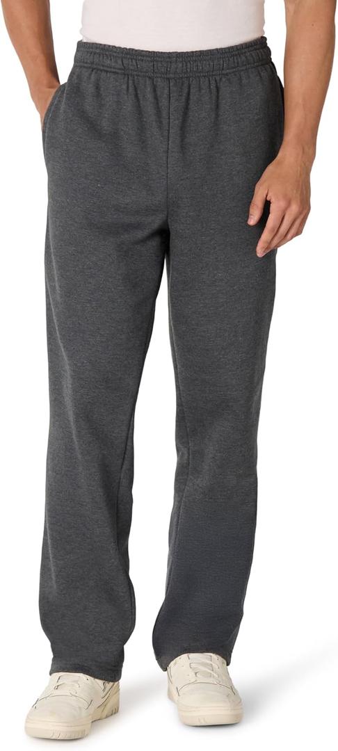 Amazon Essentials Men's Relaxed Straight Leg Fleece Open Bottom Sweatpant (XX-Large, Charcoal Heather)