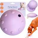 Awoo Flying Saucer Toy - 3-in-1 Silicone Dog Treat Puzzle, Lick Mat and Slow Feeder - for Wet and Dry Food - Dishwasher Safe Pet Toy - Enrichment Game for Dogs from 30 to 90 lbs - Large (Lavender)