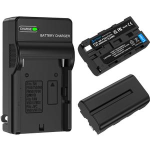 Artman NP-F550 Battery 2-Pack and Wall Charger for Sony NP F550, F530, F970, F960, F770, F750, F330, CCD-SC55, TR516, TR716, TR818, TR910, TR917 Camera, CN-160, CN-216 LED Video Light (2600 mAh)