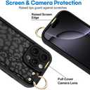 OOK Compatible with iPhone 16 Pro Max Case with Wrist Stand for Women Girls, Black Leopard Cheetah TPU Shockproof Protection Silm Silicone Kickstand Upgraded Cover, for 6.9inch