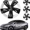 Hubcaps Wheel Cover for Tesla Model Y Juniper 2025+，19" Wheel Cover 4 PCS ABS Hubcaps with Snap-On Wheel Cover HubCaps Protect Hubs Tesla Model Y Accessories (Black White)