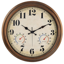 45MinST 16 Inch Bronze Vintage Large Indoor/Outdoor Waterproof Wall Clock with Thermometer & Hygrometer, Silent Non-Ticking Quartz Timepiece for Home, Porch, Garden,Pool