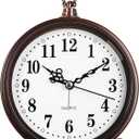RODH Battery Alarm Clock, Night Light, Vintage Hangable Super Silent Non Ticking Analog Table Clock for Bedroom Bedside, Desk, Shelf (Arabic-white)