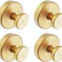 Bntuk Suction Cup Hooks for Shower, Removable Towel Hooks for Bathroom Window Glass Door Wall, Bath Robe Looafh Hook for Hanging - 4 Pack, Gold