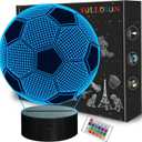 FULLOSUN Kids Night Light Soccer 3D Optical Illusion Lamp with Remote Control 16 Colors Changing Football Birthday Xmas Valentine's Day Gift Idea for Sport Fan Boys Girls
