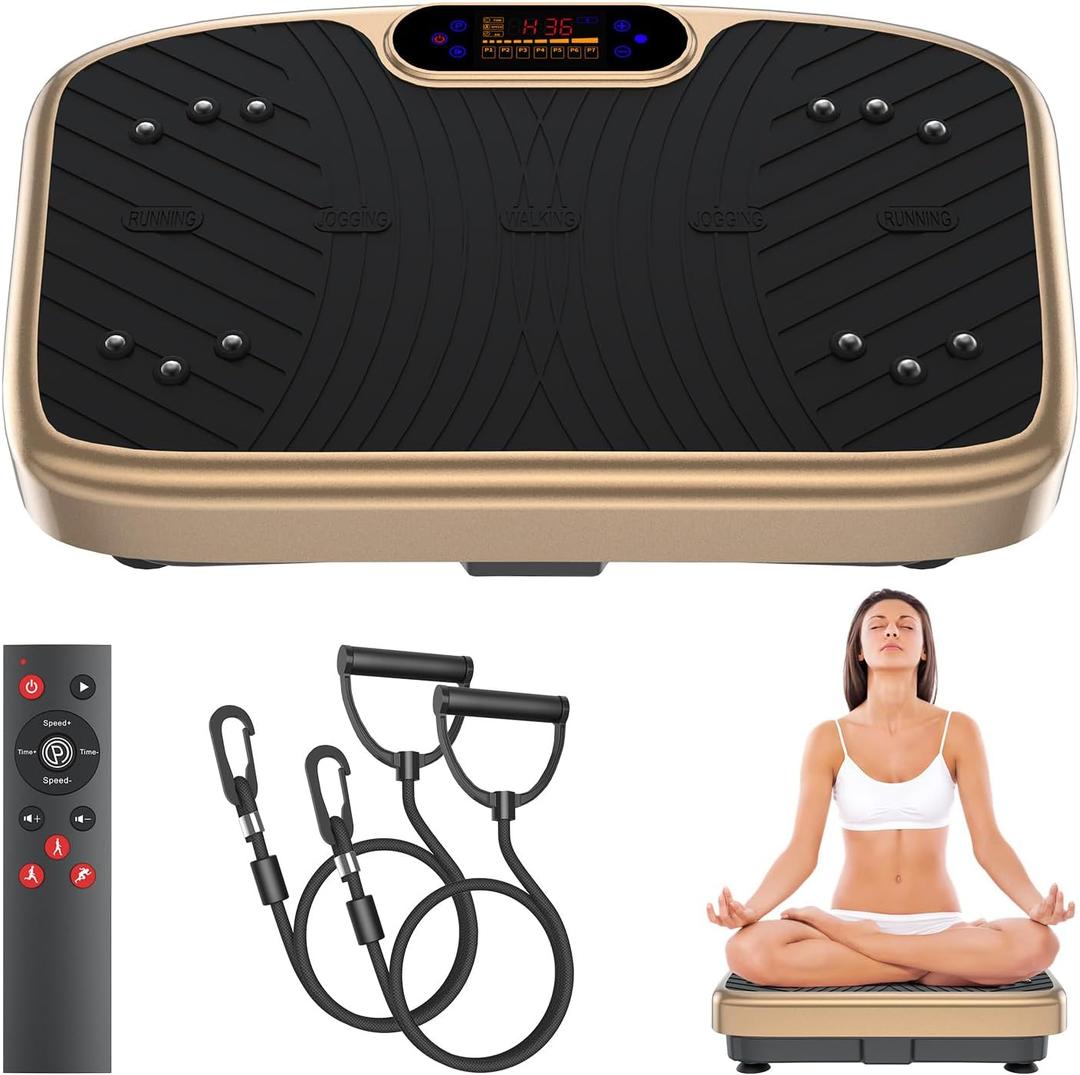 Vibration Plate Exercise Machine Vibration for Lymphatic Drainage Fitness Equipment for Strength Toning Premium Home Workout Equipment with 1-200 Speed Settings for Fitness Gold