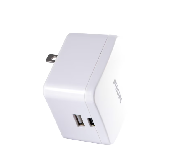 Philips Type C USB-A Wall Outlet Charger 2-Ports