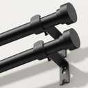 Curtain Rods 2 Pack 36-45 Inch, Black Modern 1 Inch Drapery Pole | Heavy Duty Adjustable Decorative Matte Black Curtain Rods for Windows, Splicing Metal Window Treatment Rod, Easy Installation