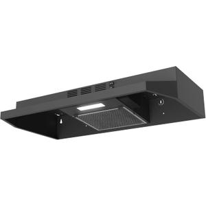 SNDOAS Range Hood 30 inch Under Cabinet, Ducted/Ductless Convertible Kitchen Hood, Stainless Steel Vent Hood with LED Light,Under Cabinet Hood with 2 Speed Exhaust Fan,Black