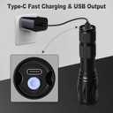 JINIU Rechargeable LED Flashlight, Bright Tactical Torch High Lumens, White Light, Waterproof Handheld Zoomable Flash Light, Gifts for Men, Hunting Camping Essentials Gear (1PACK, Black)