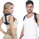 Posture Corrector for Women & Men - Adjustable Upper Back Brace Straightener Suitable for Lumbar, Shoulder, Neck, Scoliosis, Providing Comfortable Elastic Support and Pain Relief (Black)