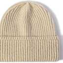 Gossifan Mens Beanie Winter Hats Unisex Soft Warm Stylish Knited Cuffed Skull Cap (US, Alpha, One Size, Beige)