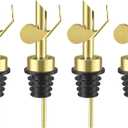 Olive Oil Dispenser Spout, Weighted Liquor Pour Spout, Syrup Dispenser Spout, Stainless Steel Automatic Pour Spouts for Liquor Bottles, Oil Bottles, Vinegar, Syrup and Alcohol 4 Pack Golden