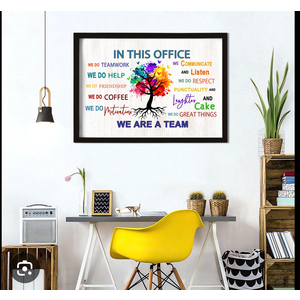 In This Office We Are A Team Wall Decor 24x18 Inch Frame Office Inspirational Wall Art, Motivational Teamwork Wooden Hanging Sign