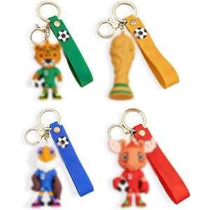 4Pcs World Cup Keychain, PVC Cartoon Mascot Keychains, Soccer Fans Souvenir for Backpack Key Key Chain Accessories Car Charms
