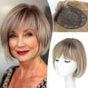 UDU Hair Topper for Women - Short Bob With Bangs, Side Part for Thinning Hair - Synthetic Wig Piece