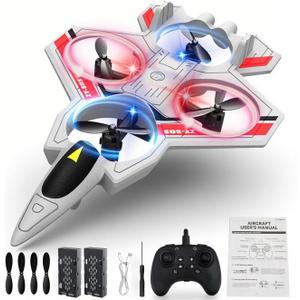 RC Planes with Light, Remote Control Airplanes, RC Airplane Fighter Jet, 360 Flip, Stunt Roll, Drones for Men, Remote Control Plane (White - Plastic)