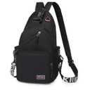 Sports Sling Backpack, Crossbody Shoulder Bag with Multiple Pockets, Men's and women's casual and protective chest bags (Black)