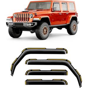 in-Channel Window Rain Guards Fit for Jeep Wrangler JL 2018-2026/ Gladiator 2020-2026 Extra Durable Rain Guard Window Deflectors Vent Visors Vent Shades Window Visor Exterior Car Accessories