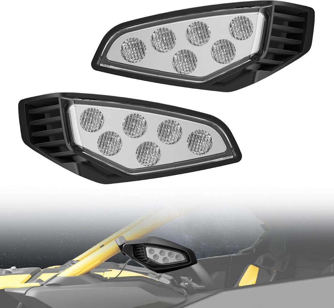 LED Side Mirror Lights for Can Am Maverick R, Rearview Mirrors light Lamps Side Mirror Accent Auxiliary Lights for Can Am Maverick R MAX X RS 2024-2025 Accessories, Replace #715007185